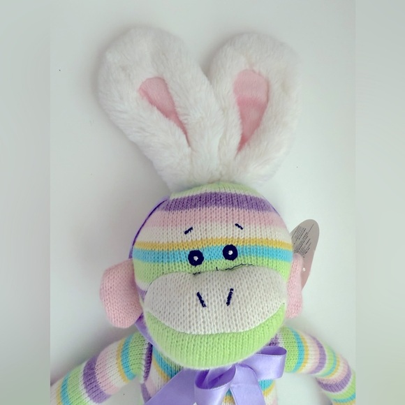 Striped Plush Monkey Toy with Bunny Ears - Picture 4 of 12